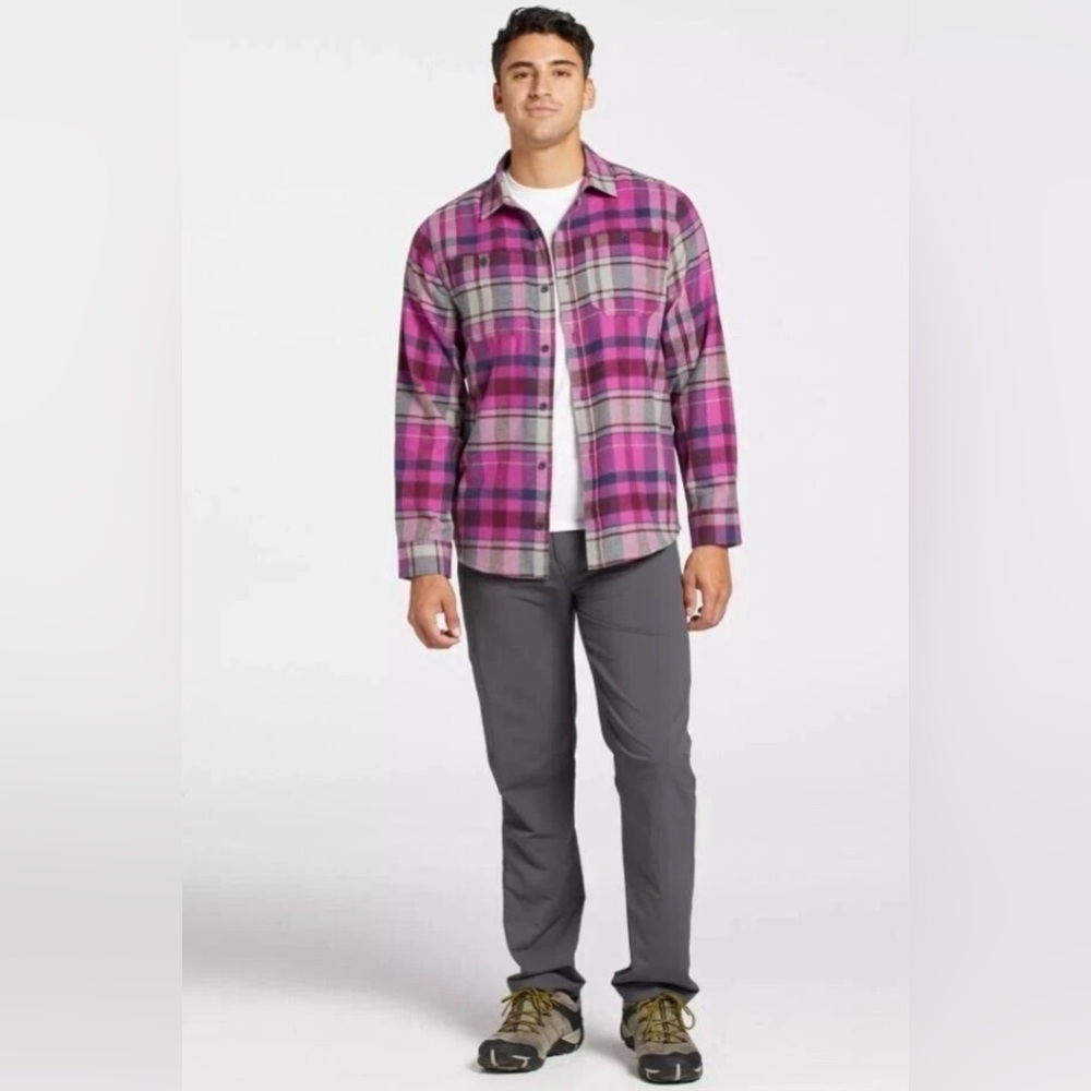 Alpine Design Flannel Shirt Mens XL Pink Plaid Cotton Long Sleeve Button Up NWT